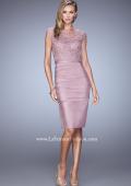 Picture of: Stretch Satin Cocktail Dress with Ruched Skirt in Pink, Style: 21633, Detail Picture 2