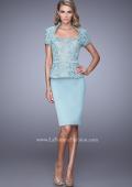 Picture of: Stretch Satin Dress with Collar and Low Scoop Neckline in Mint, Style: 21641, Main Picture