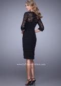Picture of: Ruched Dress with High Neckline and Lace Sleeves in Black, Style: 21644, Back Picture