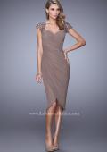 Picture of: Net Jersey Cocktail Dress with Embroidered Sleeves in Cocoa, Style: 21648, Main Picture