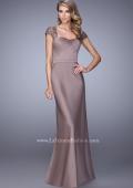 Picture of: Embroidered Sleeves Evening Dress with Belt Detail in Cocoa, Style: 21654, Main Picture