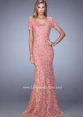 Picture of: Lace Dress with Subtle Embellishments and Short Sleeves in Pink, Style: 21657, Detail Picture 1
