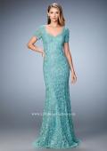 Picture of: Lace Dress with Subtle Embellishments and Short Sleeves in Green, Style: 21657, Detail Picture 2