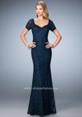 Picture of: Lace Dress with Subtle Embellishments and Short Sleeves in Blue, Style: 21657, Detail Picture 3