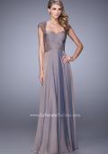 Picture of: Chiffon Dress with Criss Cross Gathered Knot Detail in Brown, Style: 21661, Main Picture