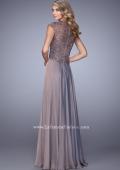 Picture of: Chiffon Dress with Criss Cross Gathered Knot Detail in Brown, Style: 21661, Back Picture