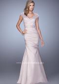 Picture of: Mermaid Dress with Off the Shoulder Sleeves and Belt in Nude, Style: 21664, Main Picture