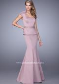 Picture of: Cap Sleeve Evening Dress with Mermaid Skirt and Collar in Pink, Style: 21666, Main Picture