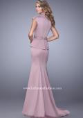 Picture of: Cap Sleeve Evening Dress with Mermaid Skirt and Collar in Pink, Style: 21666, Back Picture