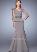 Picture of: Cap Sleeve Evening Dress with Mermaid Skirt and Collar in Brown, Style: 21666, Detail Picture 2