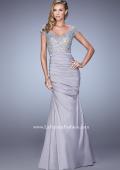 Picture of: Satin Dress with Beaded Lace Bodice and Gathering in Silver, Style: 21669, Detail Picture 3