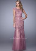 Picture of: Lace and Tulle Dress with Sheer Lace Capped Sleeves in Pink, Style: 21677, Main Picture