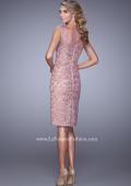 Picture of: Beaded Lace Cocktail Dress with Cap Sleeves and Tulle in Pink, Style: 21687, Back Picture