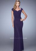 Picture of: Ruched Cap Sleeve Evening Dress with Sweetheart Neck in Purple, Style: 21694, Main Picture