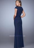 Picture of: Ruched Cap Sleeve Evening Dress with Sweetheart Neck in Blue, Style: 21694, Back Picture