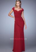 Picture of: Ruched Cap Sleeve Evening Dress with Sweetheart Neck in Red, Style: 21694, Detail Picture 1