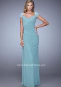 Picture of: Ruched Cap Sleeve Evening Dress with Sweetheart Neck in Blue, Style: 21694, Detail Picture 3