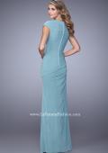 Picture of: Ruched Cap Sleeve Evening Dress with Sweetheart Neck in Blue, Style: 21694, Detail Picture 4