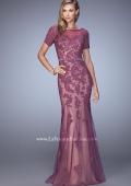Picture of: Short Sleeve Dress with Lace Appliques and Keyhole Back in Pink, Style: 21703, Detail Picture 1