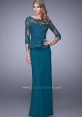 Picture of: Crepe Chiffon Dress with 3/4 Length Sleeves and Belt in Green, Style: 21709, Main Picture