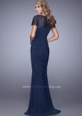 Picture of: Short Sleeve Embellished Dress with Rhinestones in Blue, Style: 21713, Back Picture