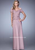 Picture of: Sultry Satin Dress with Off the Shoulder Sleeves in Pink, Style: 21726, Main Picture
