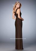 Picture of: Jersey Sheath Gown with Ruching and Scoop Neckline in Brown, Style: 21730, Back Picture