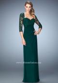 Picture of: Net 3/4 Sleeve Gown with Lace and Jewels in Green, Style: 21750, Detail Picture 1