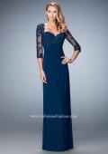 Picture of: Net 3/4 Sleeve Gown with Lace and Jewels in Blue, Style: 21750, Detail Picture 2