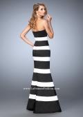 Picture of: Stretch Satin Mermaid Gown with Elegant Stripe Design in Black, Style: 21773, Back Picture