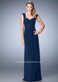 Picture of: Elegant Gown with Cap Sleeves and Pleated Bodice in Blue, Style: 21783, Main Picture