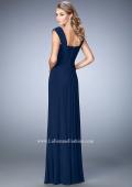 Picture of: Elegant Gown with Cap Sleeves and Pleated Bodice in Blue, Style: 21783, Back Picture