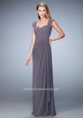 Picture of: Elegant Gown with Cap Sleeves and Pleated Bodice in Silver, Style: 21783, Detail Picture 1