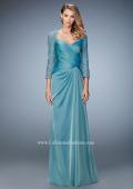 Picture of: Elegant Gown with Lace and Jewel Embellished Sleeves in Blue, Style: 21805, Main Picture