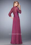 Picture of: Elegant Gown with Lace and Jewel Embellished Sleeves in Pink, Style: 21805, Back Picture
