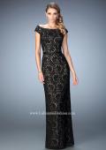 Picture of: Lace Evening Dress with Belt and Off the Shoulder Sleeves in Black, Style: 21812, Main Picture