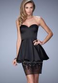Picture of: Satin Short Dress with Peplum Skirt and Rhinestones in Black, Style: 21817, Main Picture
