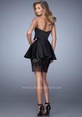 Picture of: Satin Short Dress with Peplum Skirt and Rhinestones in Black, Style: 21817, Back Picture