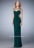 Picture of: Sexy Jersey Gown with Rhinestones and a Train in Green, Style: 21818, Detail Picture 2