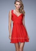 Picture of: Glam V Neck Cocktail Dress with Pleated Bust and Jewels in Red, Style: 21834, Main Picture