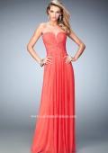 Picture of: Sweetheart Neck Net Gown with Cascading Rhinestones in Orange, Style: 21836, Detail Picture 1