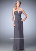 Picture of: Sweetheart Neck Net Gown with Cascading Rhinestones in Silver, Style: 21836, Detail Picture 2
