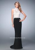 Picture of: Long Jersey Prom Dress with High Neck and Rhinestones in Black, Style: 21837, Main Picture