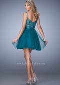 Picture of: Short Embroidered Dress with Thin Straps and Stones in Green, Style: 21838, Back Picture