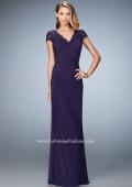 Picture of: Evening Gown with Short Embellished Sleeves and Stones in Purple, Style: 21860, Detail Picture 1