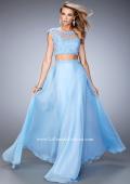 Picture of: Two Piece Chiffon Prom Dress with Lace Appliques in Blue, Style: 21862, Main Picture