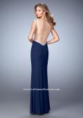 Picture of: Net Jersey Dress with Plunging Sheer Back and Rhinestones in Blue, Style: 21864, Back Picture