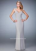Picture of: Net Jersey Dress with Plunging Sheer Back and Rhinestones in Silver, Style: 21864, Detail Picture 2