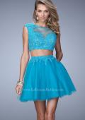 Picture of: Flirty Two Piece Dress with Sheer Overlay and Pockets in Blue, Style: 21878, Main Picture