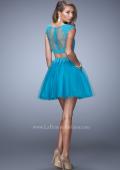Picture of: Flirty Two Piece Dress with Sheer Overlay and Pockets in Blue, Style: 21878, Back Picture